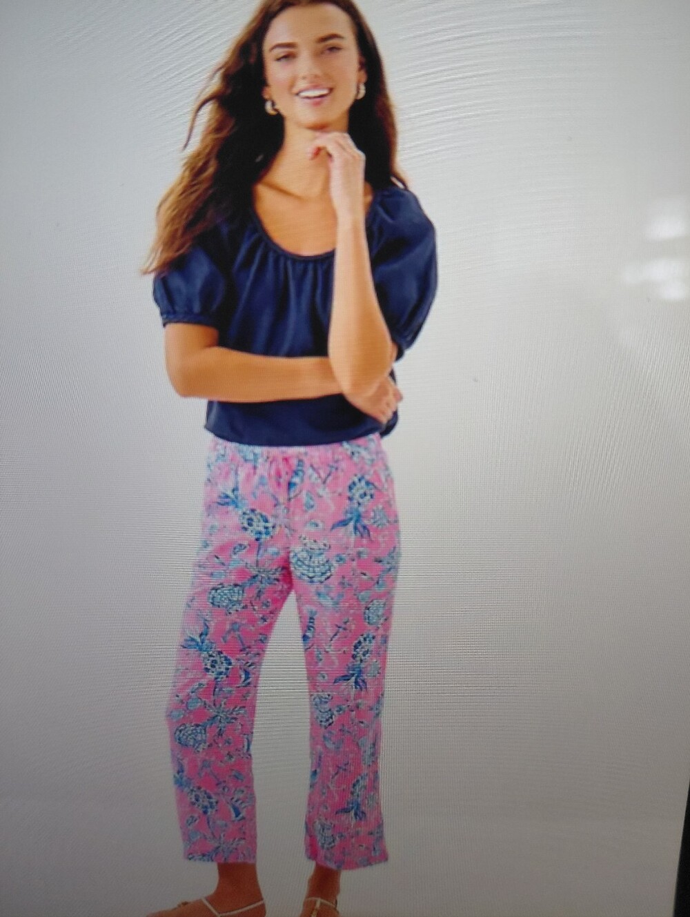 Lilly Pulitzer NWT Linen Crop Pants XXS  Rousseau Pink Blue Beach Resortwear